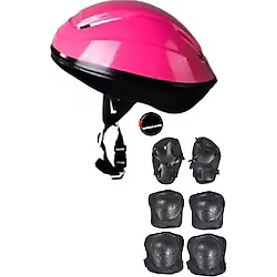 Çocuk Kask Dizlik Dirseklik Ellik Set 7 Parça Scooter Bisiklet Paten Kaykay Koruyucu Set - Pembe