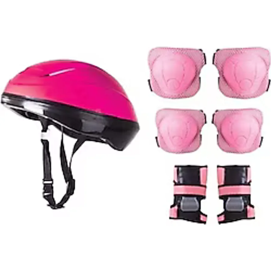 Çocuk Kask Dizlik Dirseklik Koruyucu Seti - Pembe