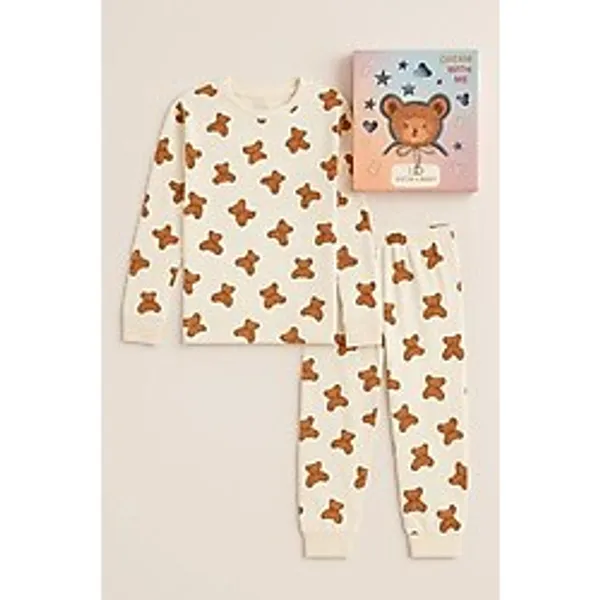 Çocuk Teddy Desenli Kutulu Pijama Takımı