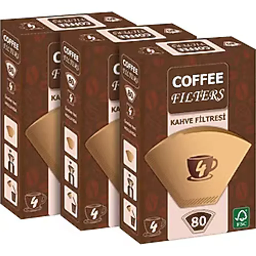 Coffee Filters Filtre Kahve Kağıdı 1/4 80'li 3 Paket 240 Adet