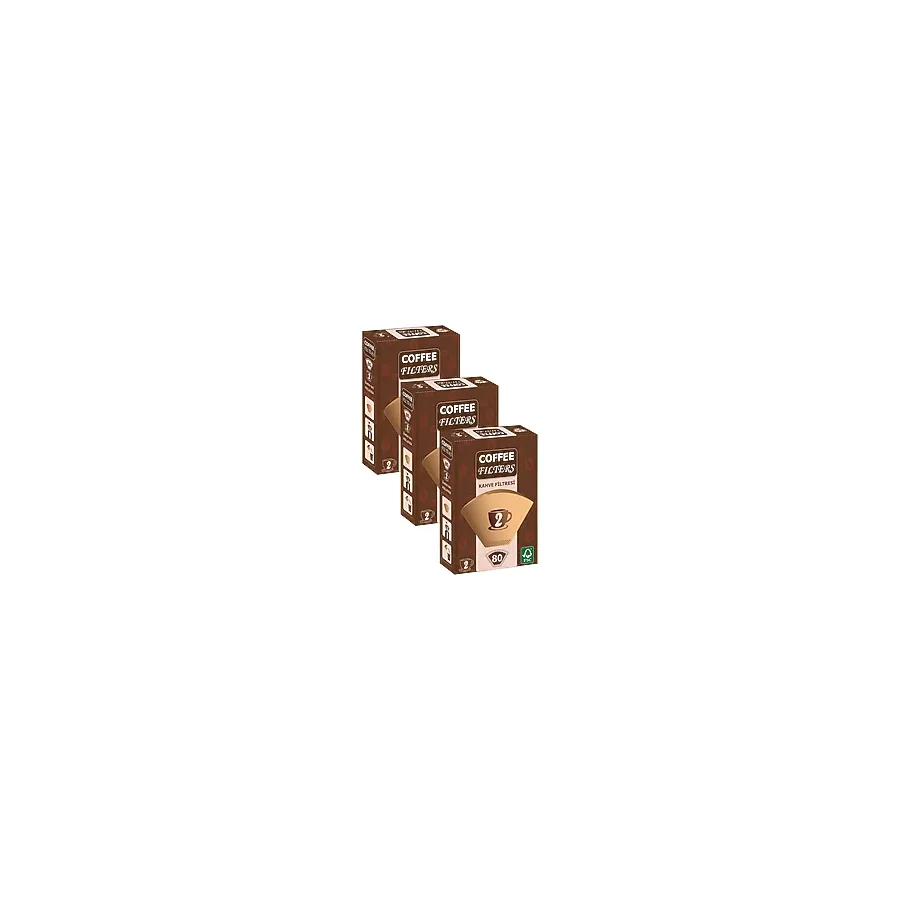 Coffeo Filters NO2 80 Adet Kahve Filtre Kağıdı x 3 Adet