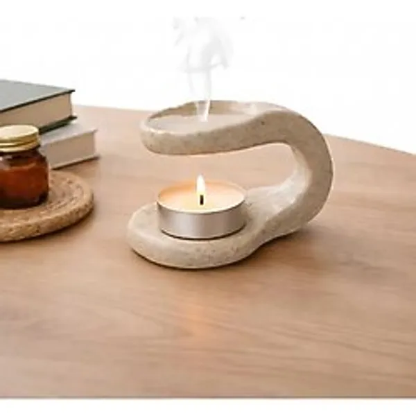 Cogo Seramik El Yapımı Stoneware Seramik Buhurdanlık - Minimal Tasarım - Doğal Dokulu