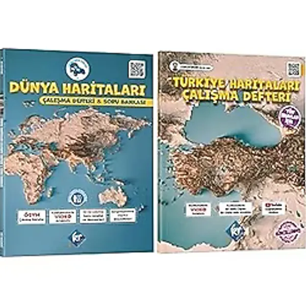 Coğrafyanın Kodları Dünya Haritaları Çalışma Defteri Soru Bankası ve Türkiye Haritaları Çalışma Def - 1 Adet - 1BW-Beyaz