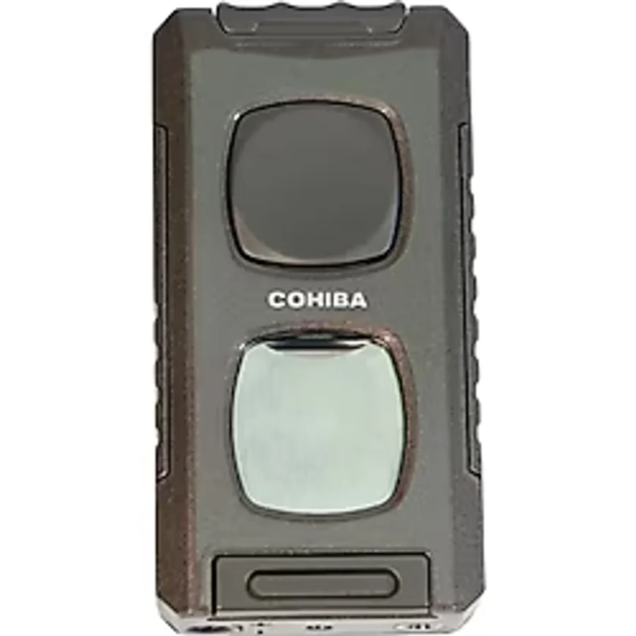 Cohiba Çift Torch Pürmüz Kesici & Delici & İğneli Kahverengi Metal Puro Çakmağı