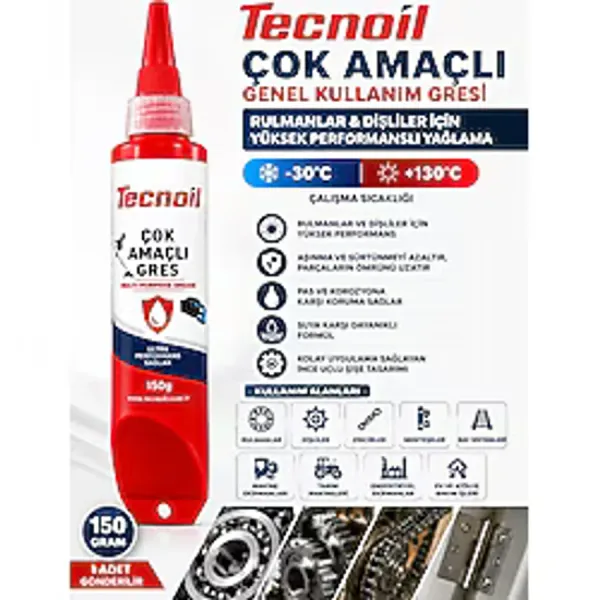 Çok Amaçlı Gres Tüm Rulman Ve Dişliler Ve Mekanik Aksamlarda Kullanılabilir -30 Derece + 130 Derece 150 Gram
