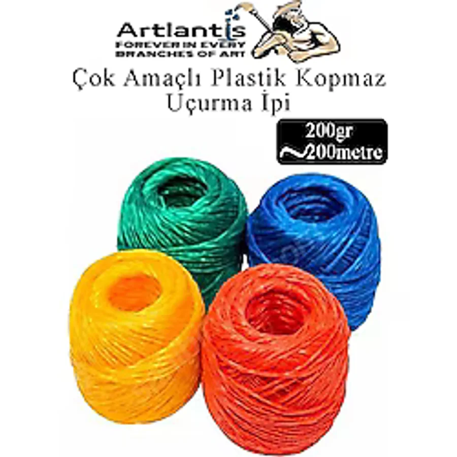 Çok Amaçlı Plastik Kopmaz Uçurtma Ipi Çamaşır Ipi 4 Adet Renkli 200 Metre Naylon Ip Çırpı Ipi Çizim Inşaat Duvar Ipi - Çok Renkli - Standart