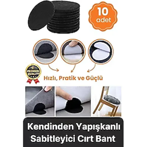 Çok Amaçlı Sabitleyici Kaydırmaz Kendinden Yapışkanlı Yıkanabilir Halı Kilim Koltuk Cırt Bant 10 Adt