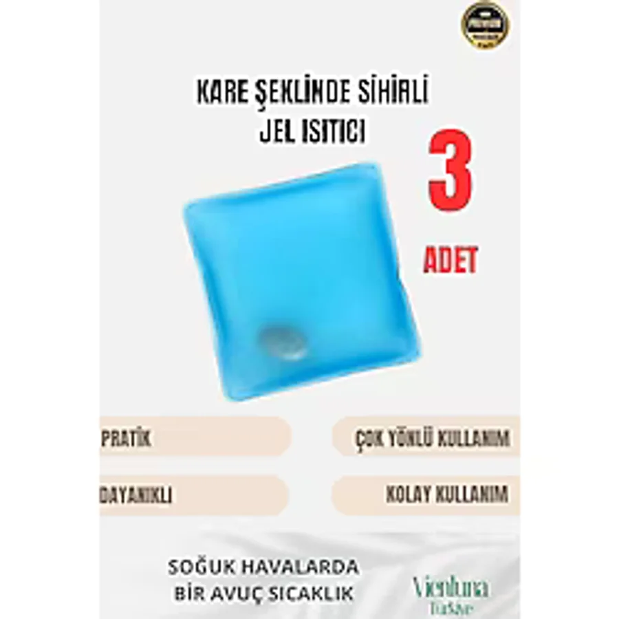 Çok Amaçlı Soğuk Havalarda Kare Şeklinde Sihirli Jel El Sıcak Tutan Isıtıcı Torba Cep Sobası 3 Adet