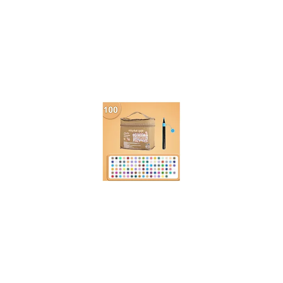 Çok Renkli Akrilik Marker Boya Kalem Seti - Çantalı 100renkli