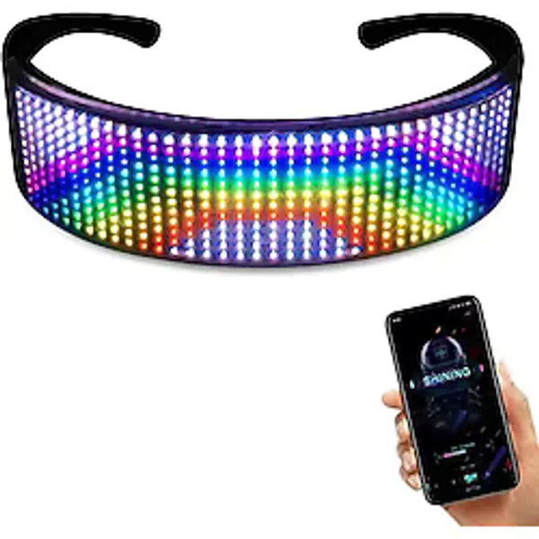 Çok Renkli Led Işıklı Şarjlı Parti Gözlüğü Kablosuz Uygulamalı Yılbaşı Düğün Eğlence Hj-Lr-02