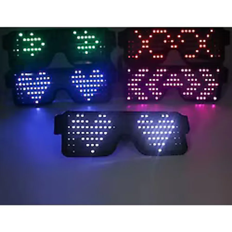 Çok Renkli Led Işıklı Şarjlı Parti Gözlüğü Kablosuz Yılbaşı Düğün Eğlence HJ-LRG01
