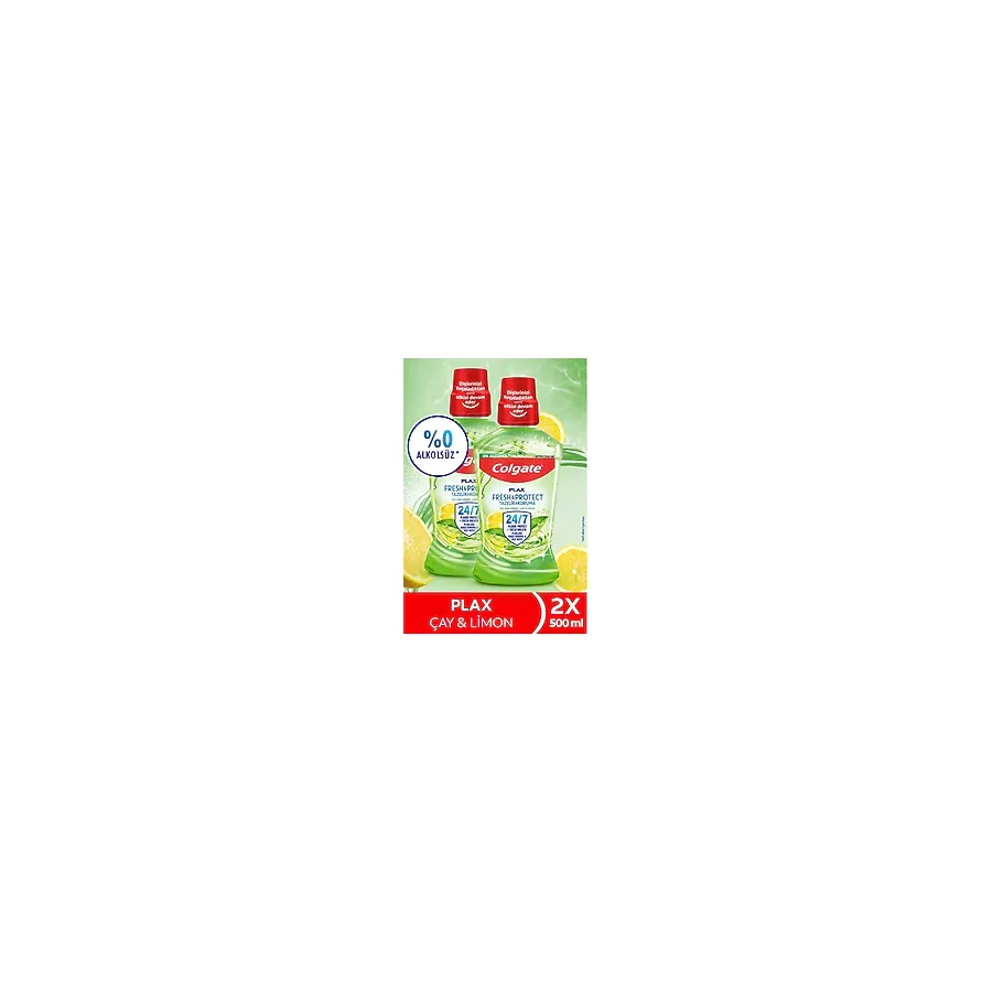 Colgate Plax 500 ml x 2 Ağız Bakım Suyu Çay ve Limon Kokusuyla Plak Çıkarma Etkisi