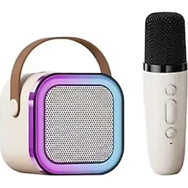 Colorful Karaoke Sound System Kablosuz Mikrofonlu Taşınabilir Müzik Kutusu