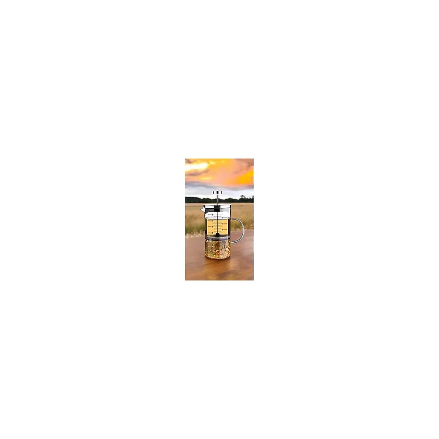 Comprox Cambu 700ML Ateşe Dayanıklı French Press Demlik 3 Ü 1 Arada Ölçü Kabı - Gümüş