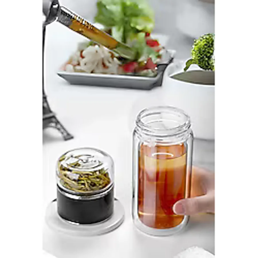 Comprox Çift Katlı Cam Bitki Çayı Ihlamur Demliği Filtre Kahve Demliği Bitki Çayı Bardak Çay French Press