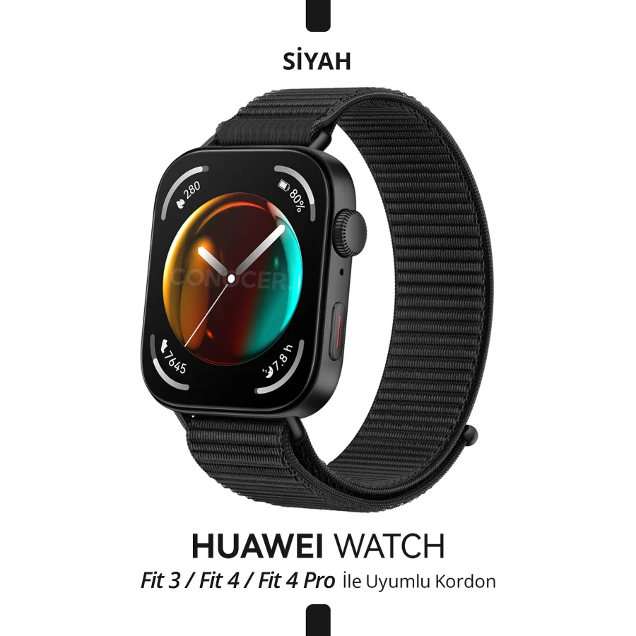 CONOCER Huawei Watch Fit 4 / Fit 4 Pro / Fit 3 Uyumlu Hasır Örgü Dokuma Cırt Cırtlı Tasarım Spor Kordon