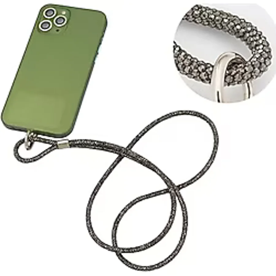 CONSTRAIN - Cep Telefonu Boyun Askısı, Swarovski Taşlı Işıltılı Askı, Ayarlanabilir, Metal Halkalı, Hafif & Şık Askı İpi, Suya Dayanıklı Tasarım - Antrasit