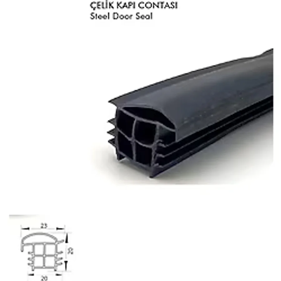Contacall Çelik Kapı Contası Çelik Kapı Kasa Fitili 20 mm 6 Metre Siyah