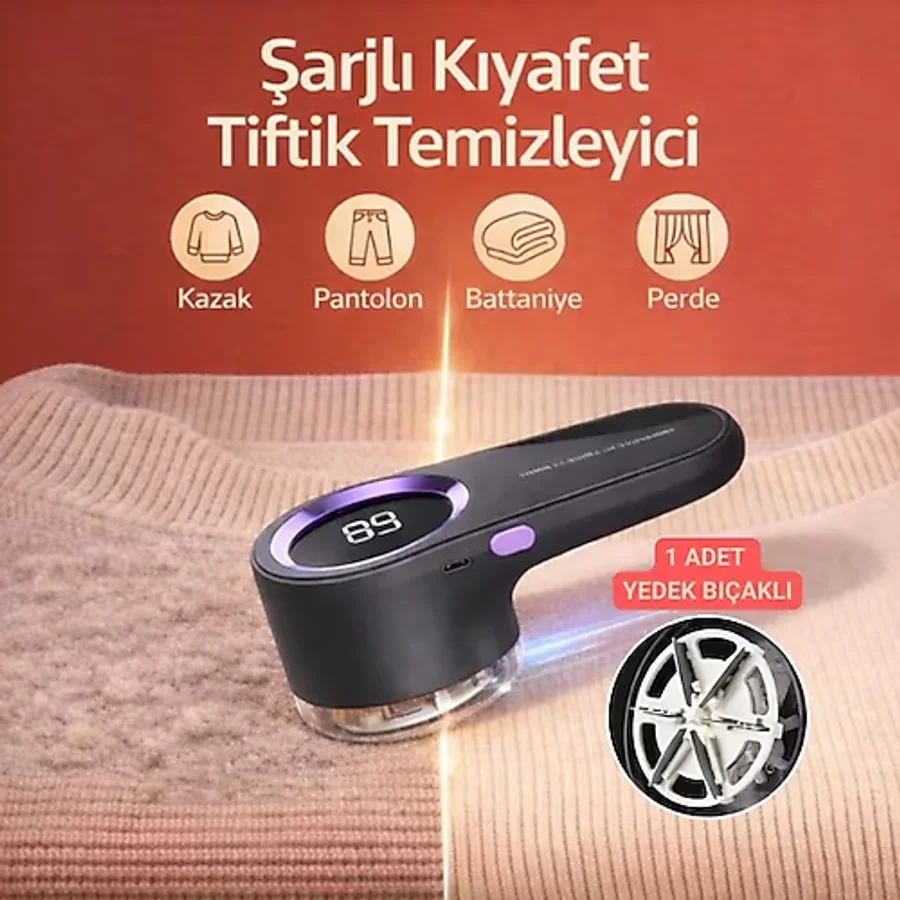 Coofbe Dijital Ekranlı Şarjlı 6 Bıçaklı Şarjlı Tüy Temizleme ve Tiftik Temizleme Makinesi Tiftik Toplayıcı