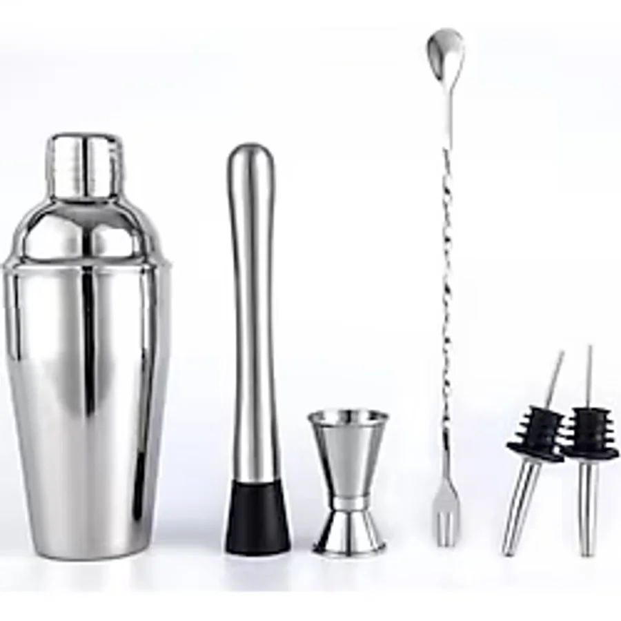 Coofbe Profesyonel Paslanmaz Çelik 750ML 6 Parça Kokteyl Seti Kokteyl Hazırlama Bar Shaker Seti
