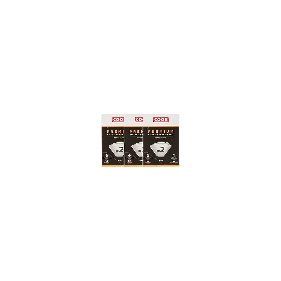 Cook Premium Filtre Kahve Kağıdı 80'li 3 Paket Ebat 2