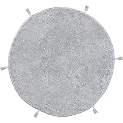 Cool Halı Cool Cotton Ccn Gri Yıkanabilir Kaymaz Tabanlı Naturel Pamuk Dokuma Yuvarlak Bebek Halısı