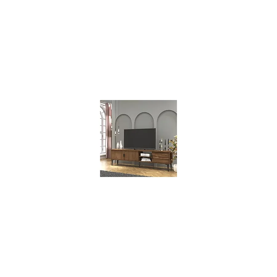 Cool Home Marin Tv Ünitesi Tv Sehpası 180 cm Çizgi desenli , Raflı , Ceviz