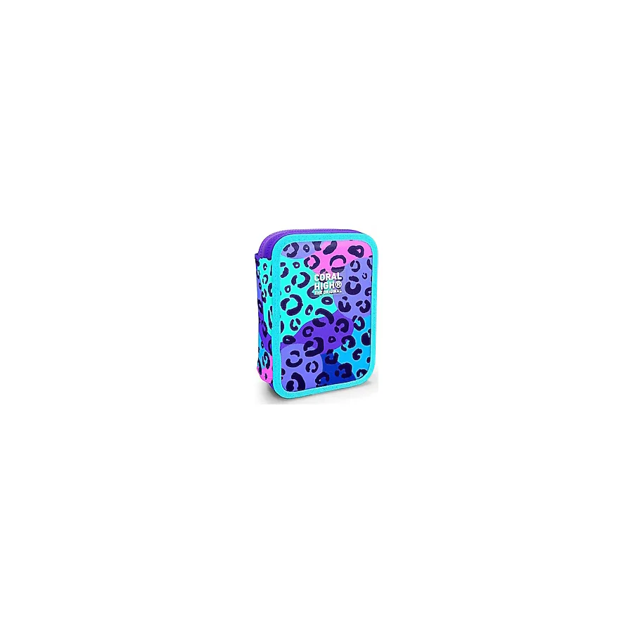 Coral High 11132 Renkli Leopar Desenli Çift Katlı Kalemlik