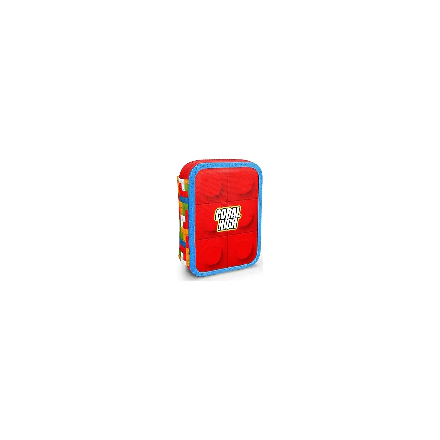 Coral High 11157 Blok Desenli Çift Katlı Kalemlik