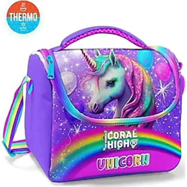 Coral High 11873 Simli Unicorn Desenli Termoslu Beslenme Çantası