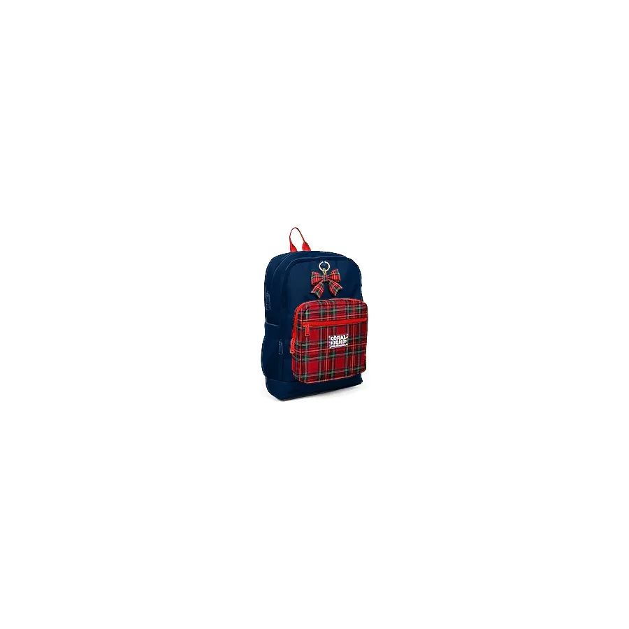 Coral High 33207 Ekose Fiyonk Desenli 4 Bölmeli Okul Sırt Çantası