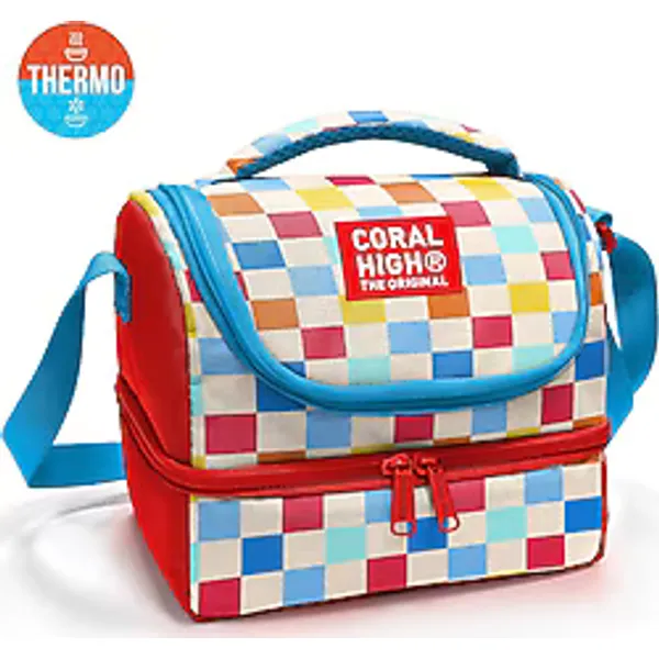 Coral High 37205 Dama Desenli 2 Katlı Termoslu Beslenme Çantası
