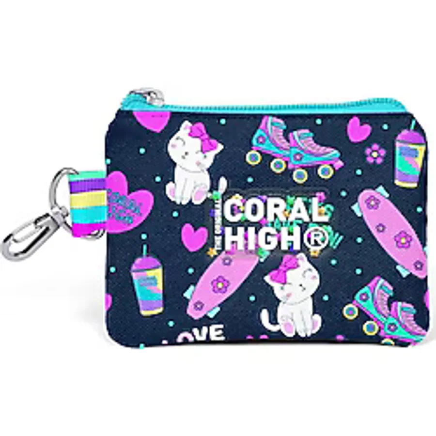 Coral High Kids Lacivert Pembe Kedili Paten Desenli Bozuk Para Çantası 21917