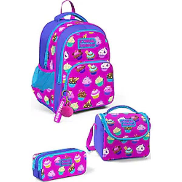 Coral High SET0123495 Cupcake Desenli 3'lü Okul Çanta Seti