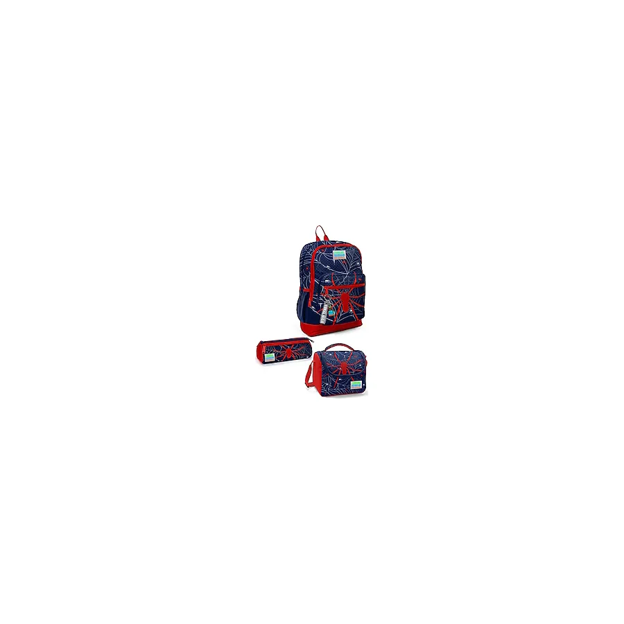 Coral High SET0123720 Örümcek Desenli USB'li 3'lü Okul Çanta Seti