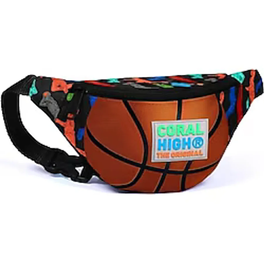Coral High Siyah Basketbol Baskılı Erkek Çocuk Bel Çantası