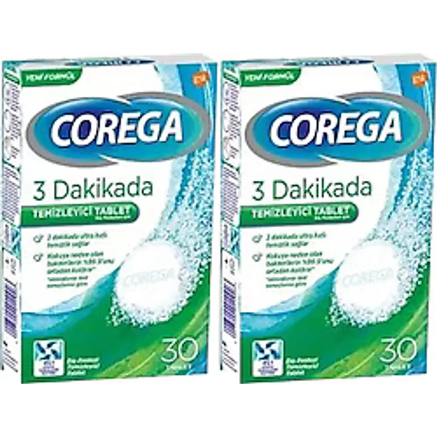Corega 3 Dakikada 30'lu 2 Adet Protez Temizleme Tableti