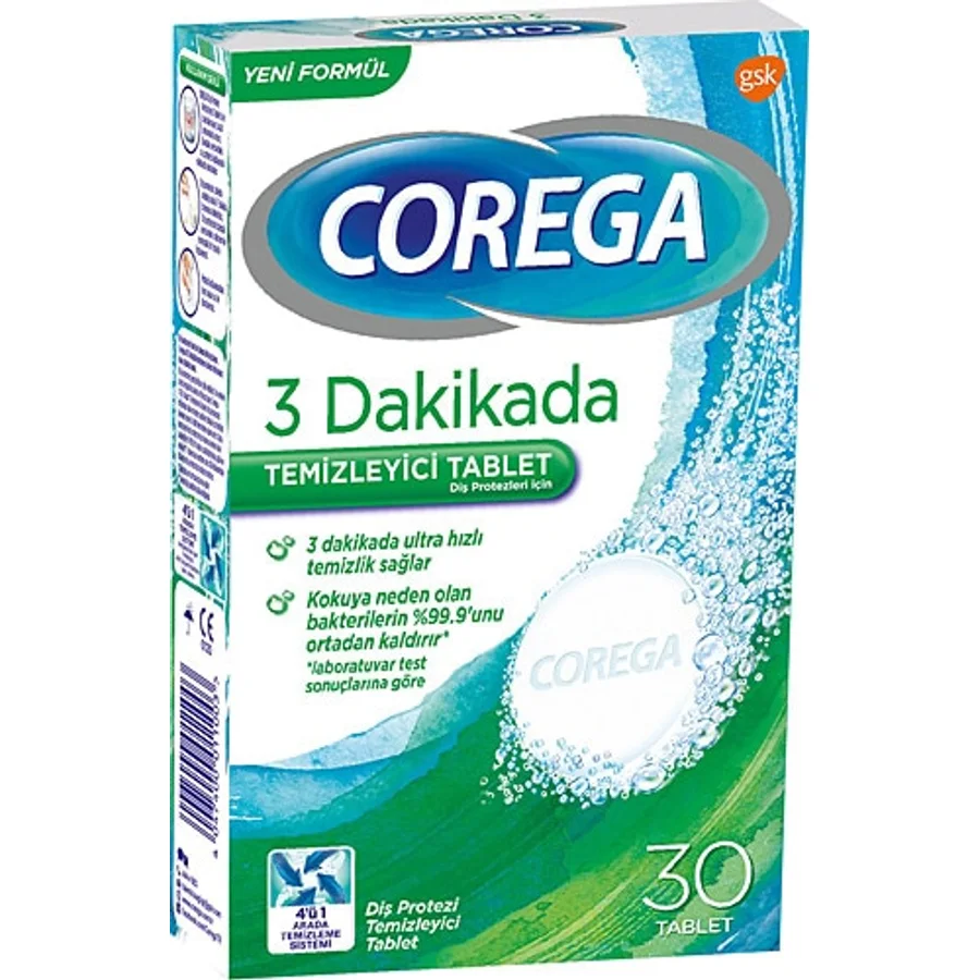 Corega 3 Dakikada 30'lu 5 Adet Protez Temizleme Tableti
