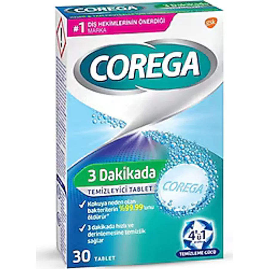 Corega 3 Dakikada 30'lu Protez Temizleme Tableti