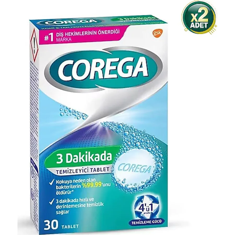 Corega 3 Dakikada Diş Protezi Temizleyici Tablet 30 Tablet (3 Adet) 109486-3-2