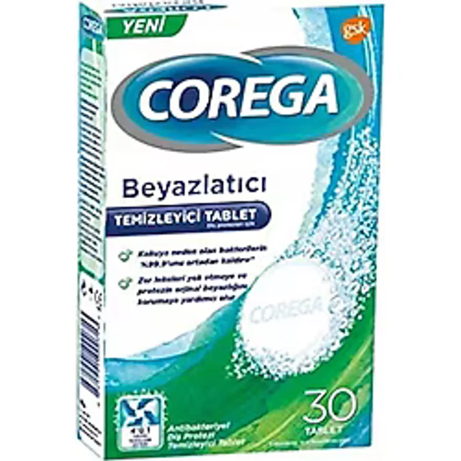 Corega Beyazlatıcı Temizleyici 30 Tablet - 360 ml