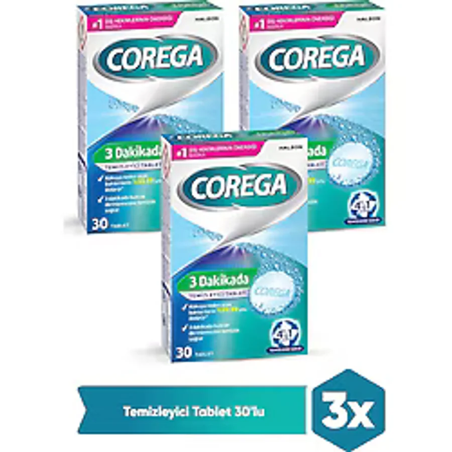 Corega Cleanser Bio Protez Temizleme Tableti 3 x 30'lu