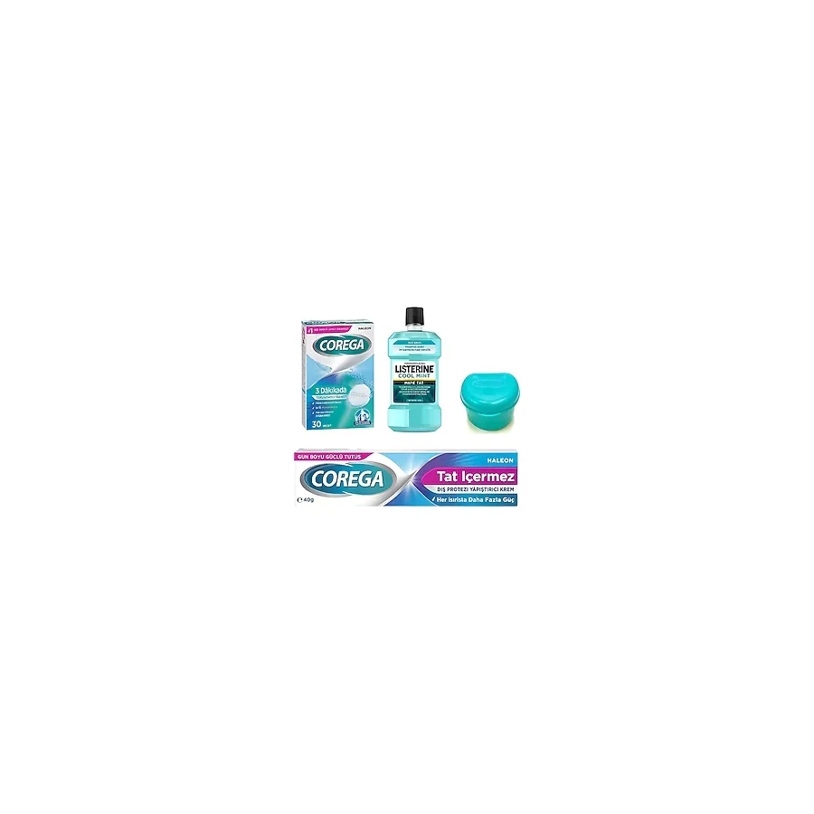 Corega Diş Protez Temizleyici Tatsız Diş Protez Yapıştırıcısı - Listerine Cool Mint