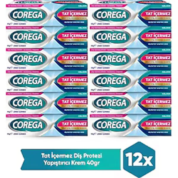 Corega Diş Protezi Yapıştırıcı Krem 40 gr 12 Adet Aromasız Güçlü Tutucu Etki