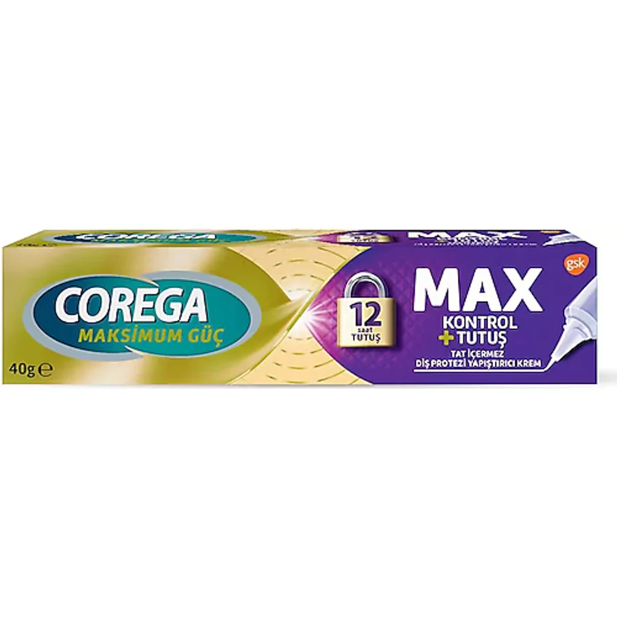 Corega Max Kontrol + Tutuş Tat İçermez 40 gr Protez Diş Yapıştırıcı