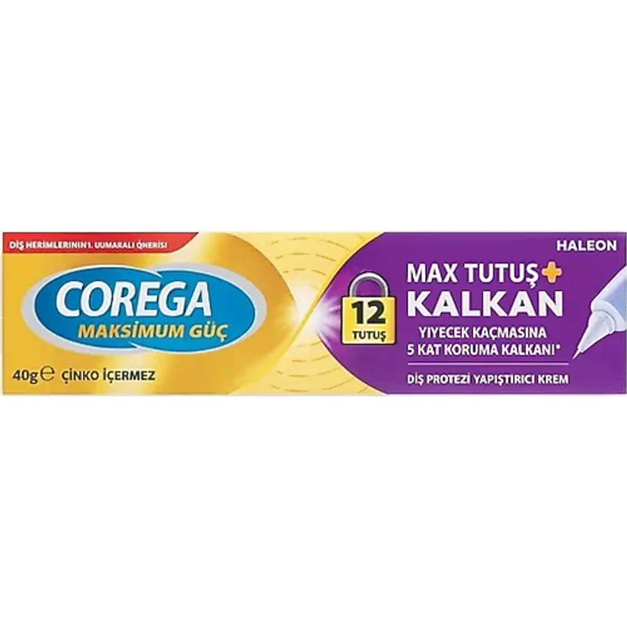 Corega Max Tutuş + Kalkan Diş Protez Yapıştırıcı Krem 40 G