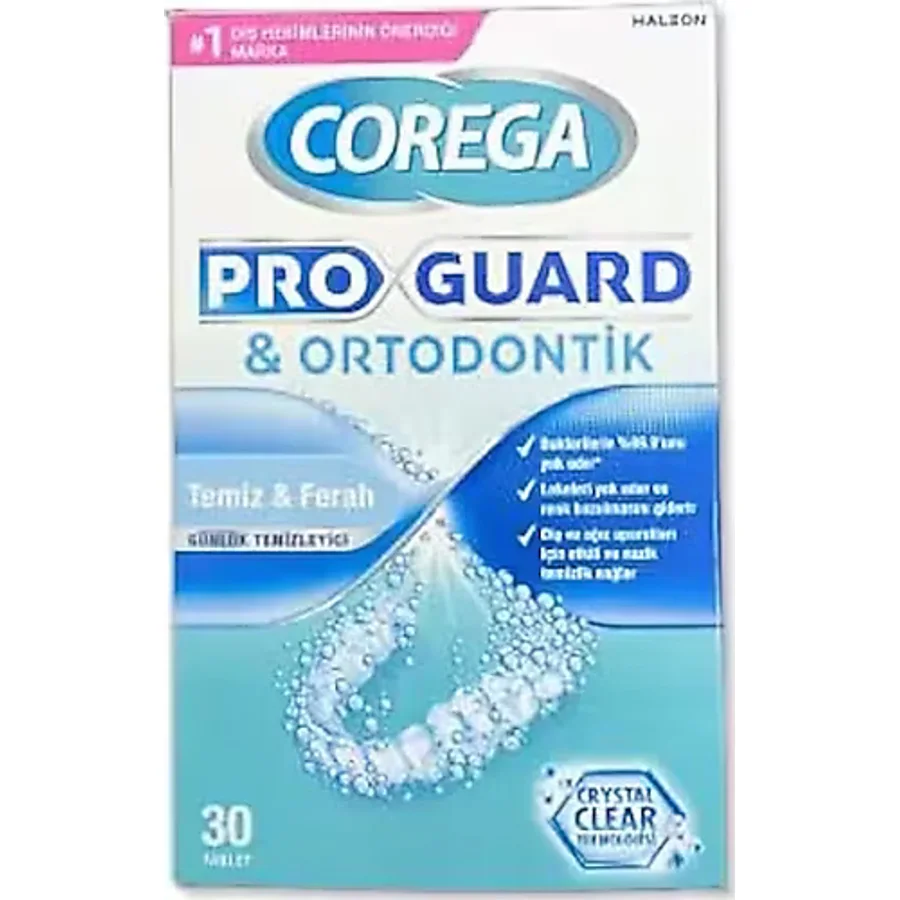 Corega Pro Guard & Ortodontik Diş Protezi Temizleyici 30 Tablet