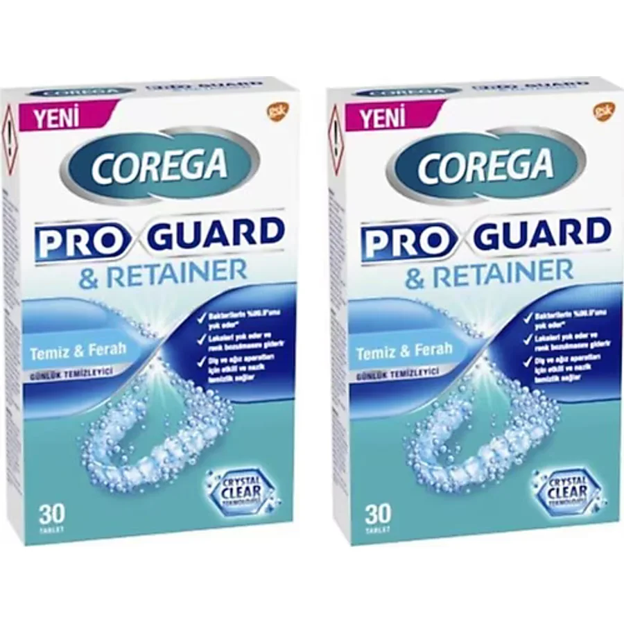 Corega Proguard & Retainer 30'lu 2 Adet Protez Temizleme Tableti Temizleyici Tablet