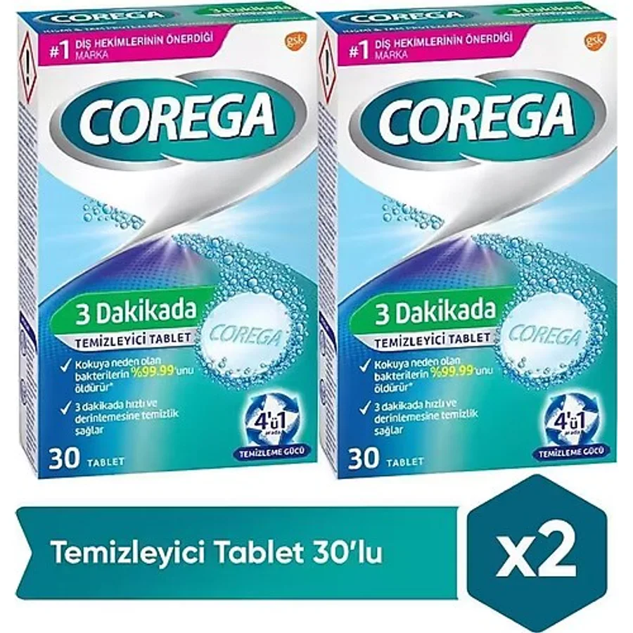 Corega Protez Temizleyici Tablet 30Lu X 2 ADET
