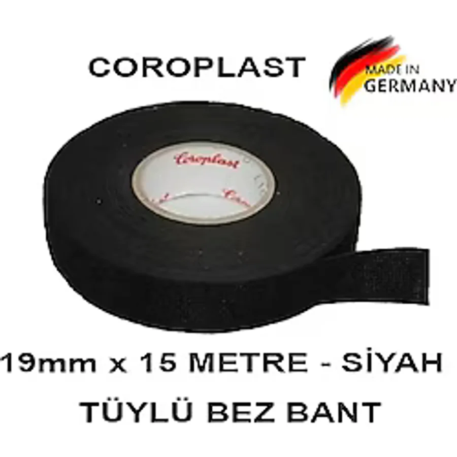 Coroplast 19MM x 15M Siyah Tüylü Bez Bant